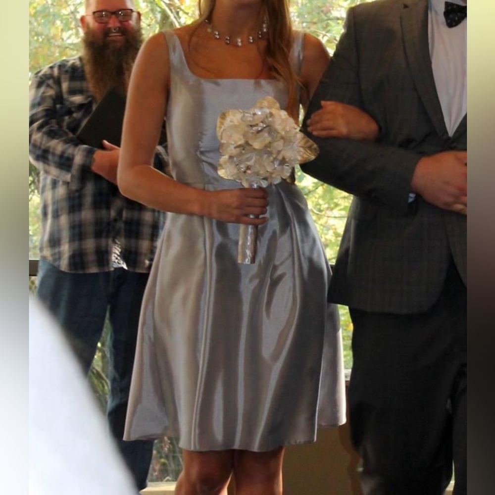 Silver bridesmaid dress